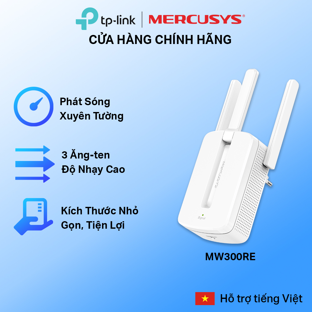 Bộ Mở Rộng Sóng Wifi Mercusys MW300RE Chuẩn N 300Mbps