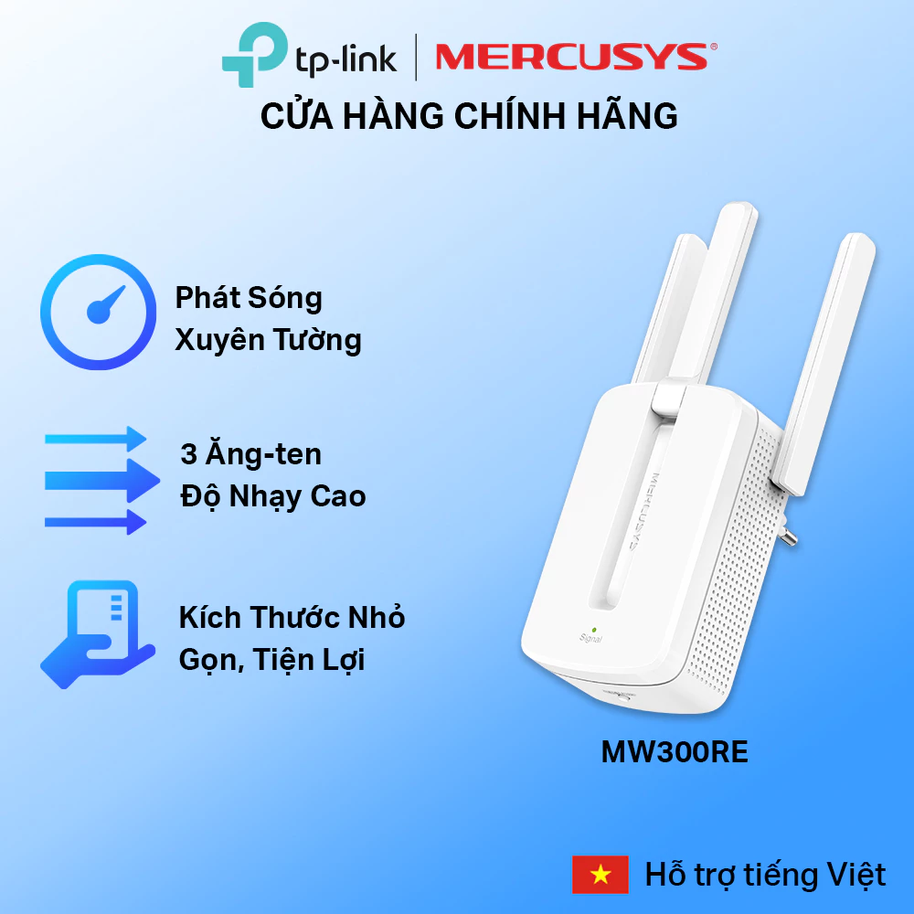 [3 Ăng Ten Siêu Kích Sóng] Bộ Mở Rộng Sóng Wifi Mercusys MW300RE / ME10 / ME12 Chuẩn N 300Mbps, Công Nghệ MIMO