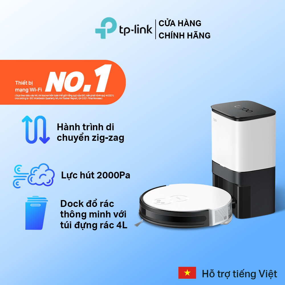 Robot Hút Bụi Và Lau Nhà + Dock Tự Động Đổ Rác Thông Minh TP-Link Tapo RV10 Plus