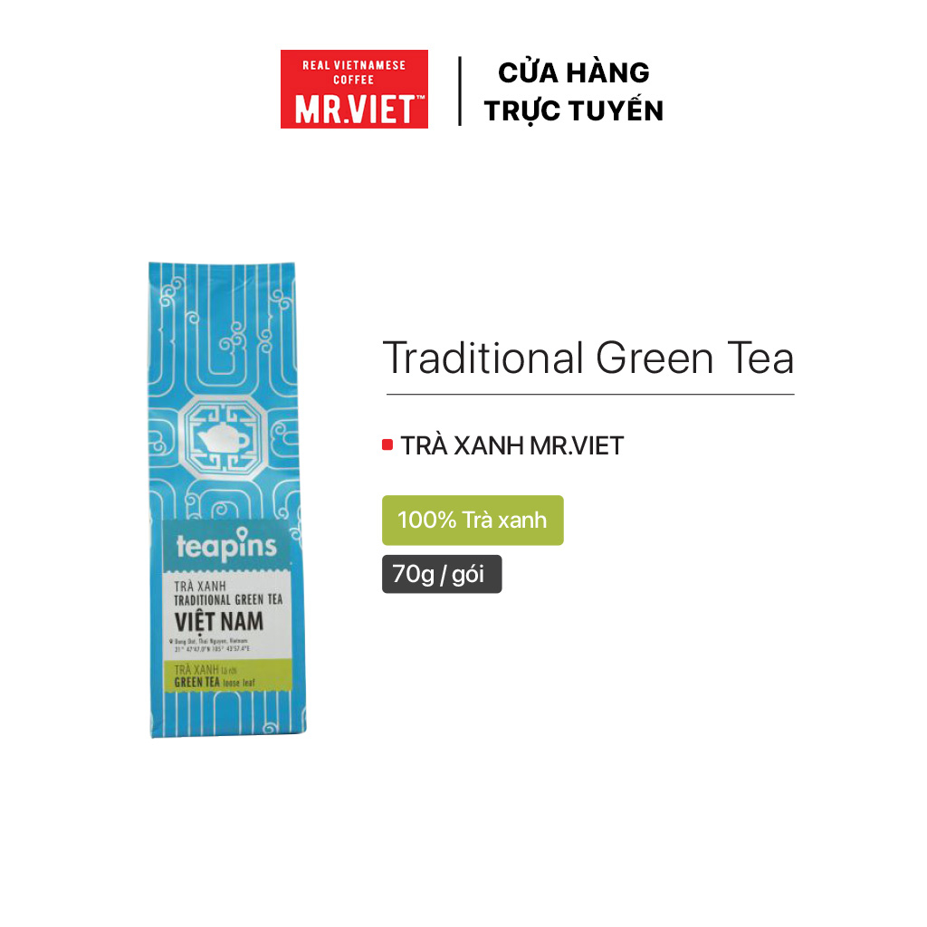 Trà xanh truyền thống, vị đắng nhẹ,Teapins For Local 70g | Shopee Việt Nam