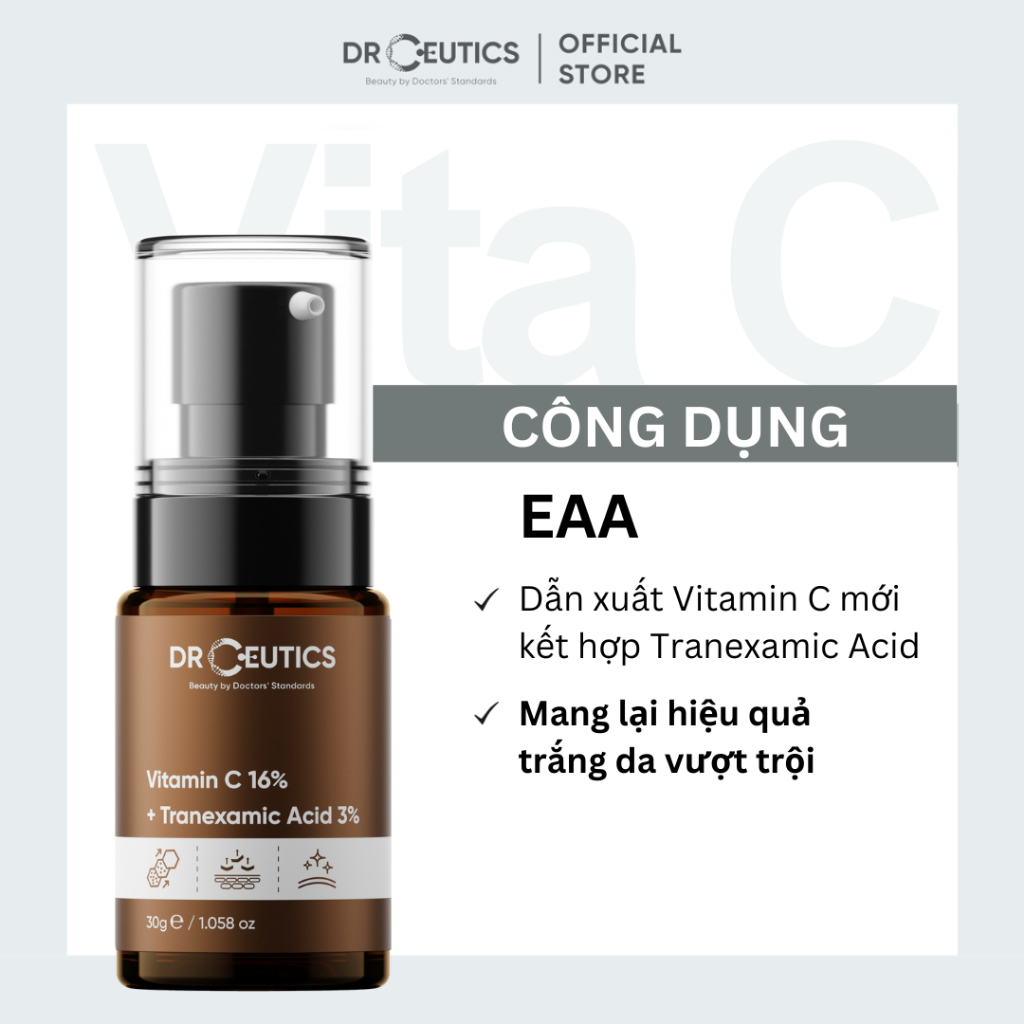 Ảnh DRCEUTICS Serum Vitamin C 16% DrCeutics Ngăn Ngừa Lão Hóa Và Làm Sáng Da (30ml) 2