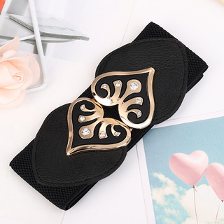 Đai váy liền, đai đầm, thắt lưng Jumpsuit bản rộng, chất liệu co giãn, móc khóa kim loại họa tiết chiếc lá W55