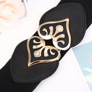 Đai váy liền, đai đầm, thắt lưng Jumpsuit bản rộng, chất liệu co giãn, móc khóa kim loại họa tiết chiếc lá W55