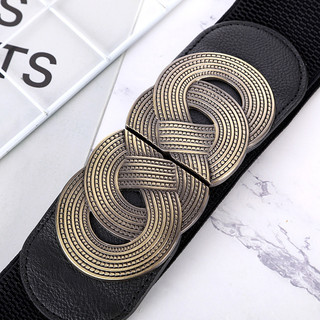 Đai váy chất liệu co giãn, đai đầm, thắt lưng Jumpsuit, sơ mi bản rộng, móc khóa kim loại họa tiết dây bện W58