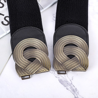 Đai váy chất liệu co giãn, đai đầm, thắt lưng Jumpsuit, sơ mi bản rộng, móc khóa kim loại họa tiết dây bện W58