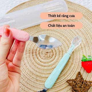 Thìa nạo hoa quả 2 đầu silicon và inox 304 cho bé