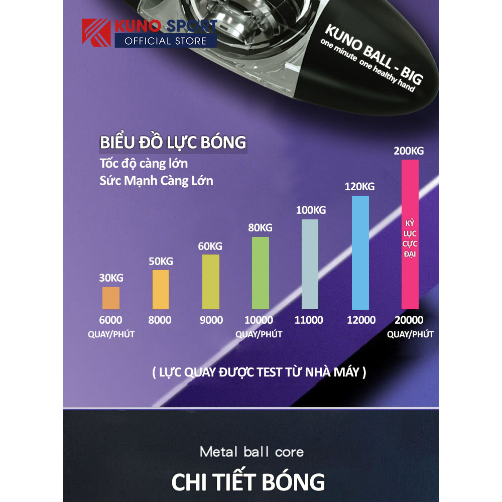 Ảnh Bóng Tập Cơ Tay KUNO BALL BIG, Phiên Bản To Cao Cấp Thế Hệ Mới Lực Siêu Mạnh Rèn Luyện Cổ Tay 1