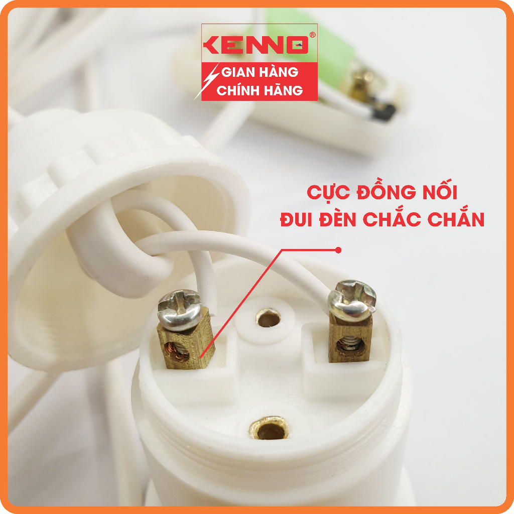 Bộ dây đuôi đèn liền công tắc dạ quang Kenno DS sẵn phích cắm