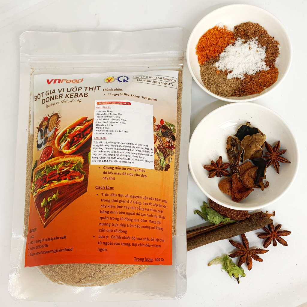 Gia Vị Ướp Thịt Bánh Mỳ Doner Kebar VNFOOD 100Gr - Hương VỊ Thổ Nhĩ Kỳ