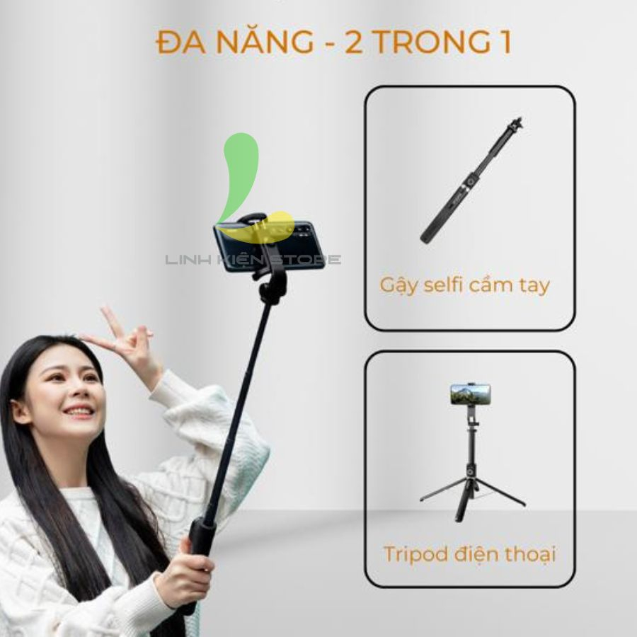 Gậy Chụp Ảnh GoChek SS100 - Tripod/ Selfi Bluetooth Điện Thoại, Livestream, Vlog Đa Năng Kéo Dài 2m2