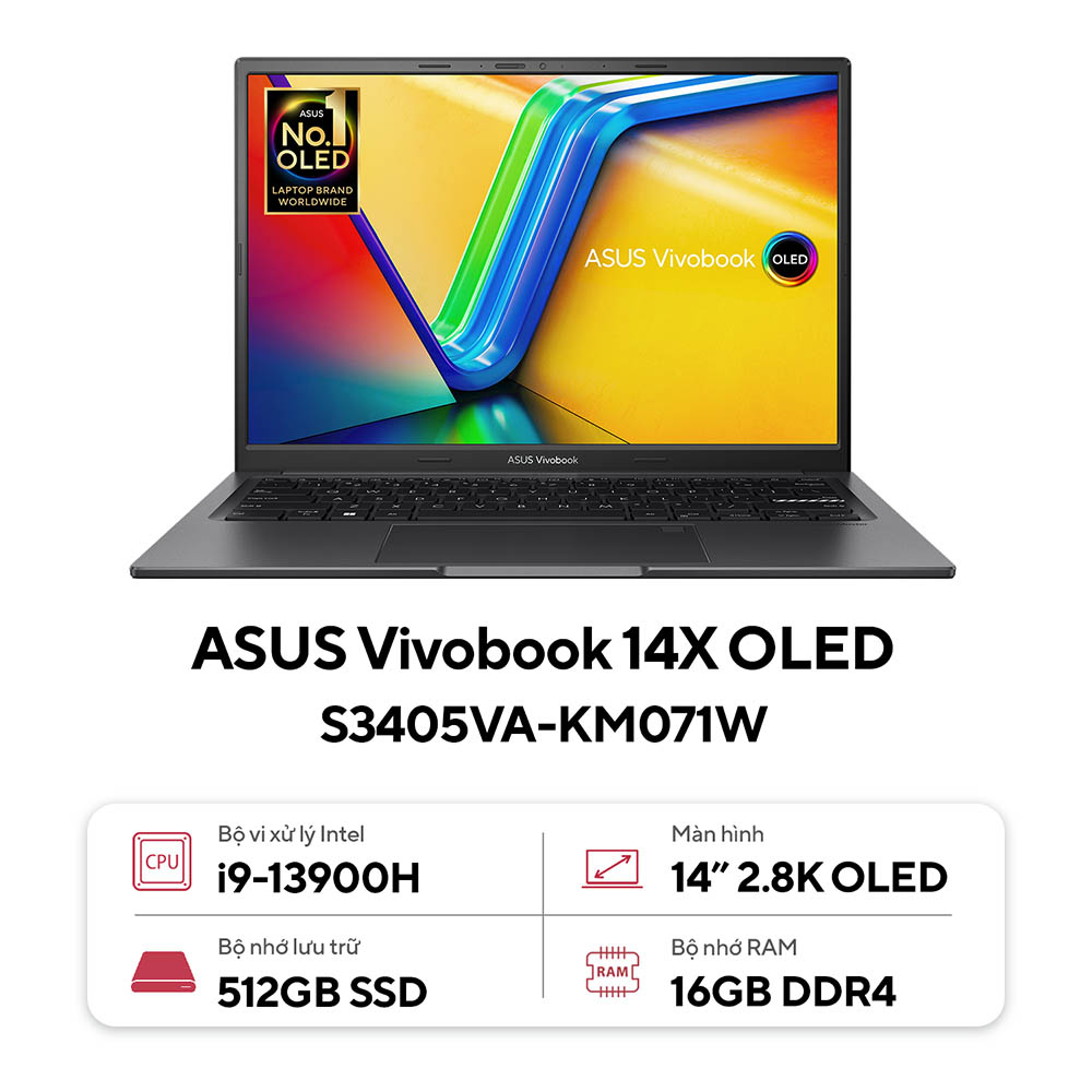 Laptop Asus Vivobook 14X OLED S3405VA-KM071W (Core i9-13900H | 16GB| 512GB |14 inch OLED)