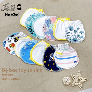 [SET 3 ĐÔI] Bao Tay Cho Bé Sơ Sinh Hotga Chun Mềm Cotton Mịn Mát (0-5 tháng)