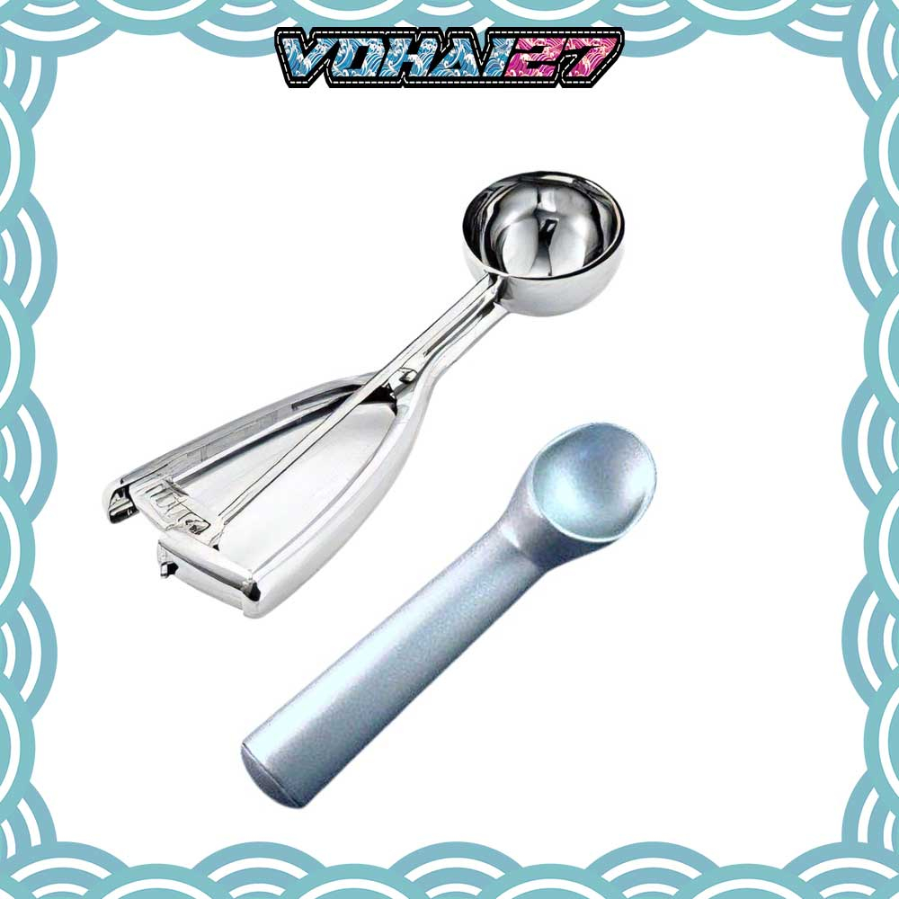 Muỗng múc kem inox hoặc gang tiện dụng giúp vo tròn viên kem cực dễ