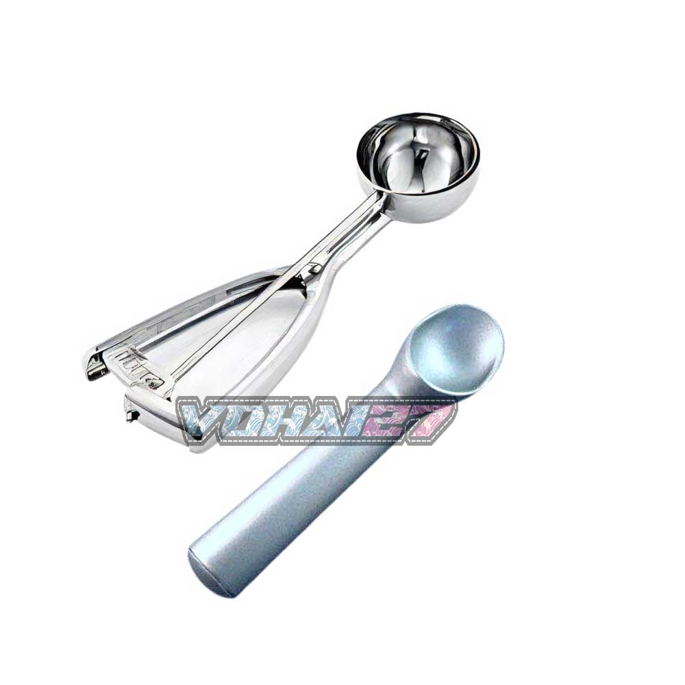Muỗng múc kem inox hoặc gang tiện dụng giúp vo tròn viên kem cực dễ