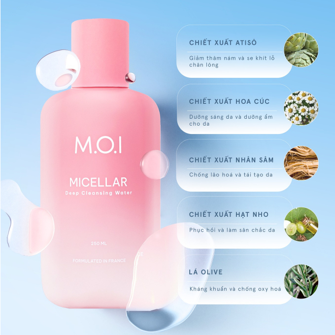 Ảnh Bộ đôi MOI Kem chống nắng nâng tông và Nước tẩy trang dịu nhẹ 2