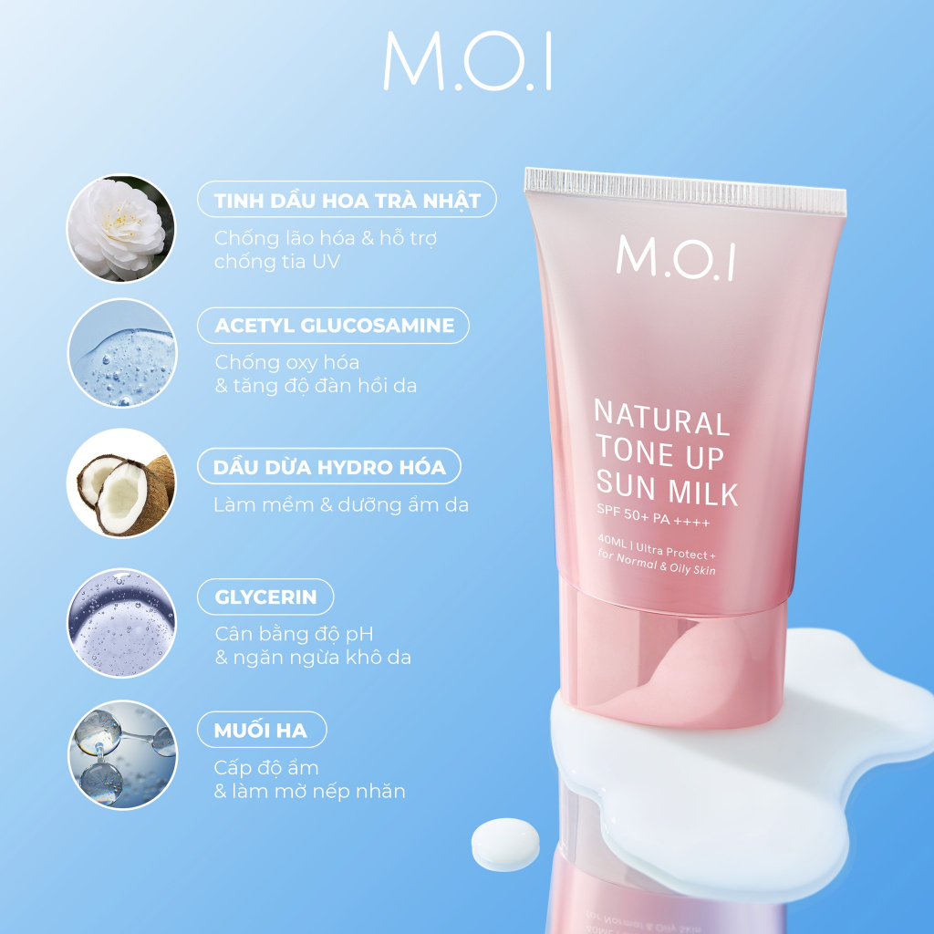 Ảnh Kem chống nắng Nâng tông M.O.I Natural Tone Up Sun Milk 40ml 4