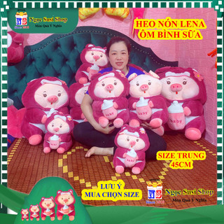 [HÀNG ĐỘC] THÚ NHỒI BÔNG CON HEO NÓN LENA ÔM BÌNH SỮA LÔNG XÙ MỊN ĐẸP NHƯ ẢNH - MUA CHỌN SIZE [NGỌC SUSI]