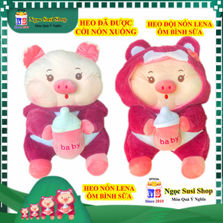 GỐI ÔM THÚ BÔNG CON HEO NÓN LENA ÔM BÌNH SỮA SIÊU CƯNG ĐẸP NHƯ ẢNH MẪU MỚI ĐỘC LẠ - MUA CHỌN SIZE [NGỌC SUSI]