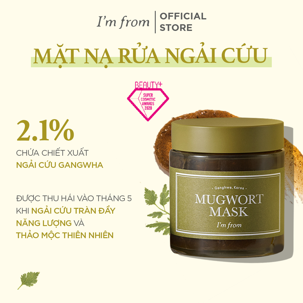 Ảnh Mặt nạ ngải cứu loại bỏ tế bào chết và làm dịu da I'm From Mugwort Mask 110g 2