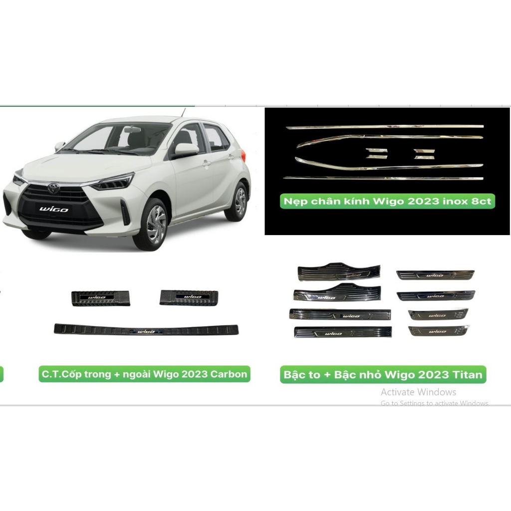 Ốp chống trầy cốp xe Toyota Wigo 2023, Mẫu Titan chống xước cao cấp