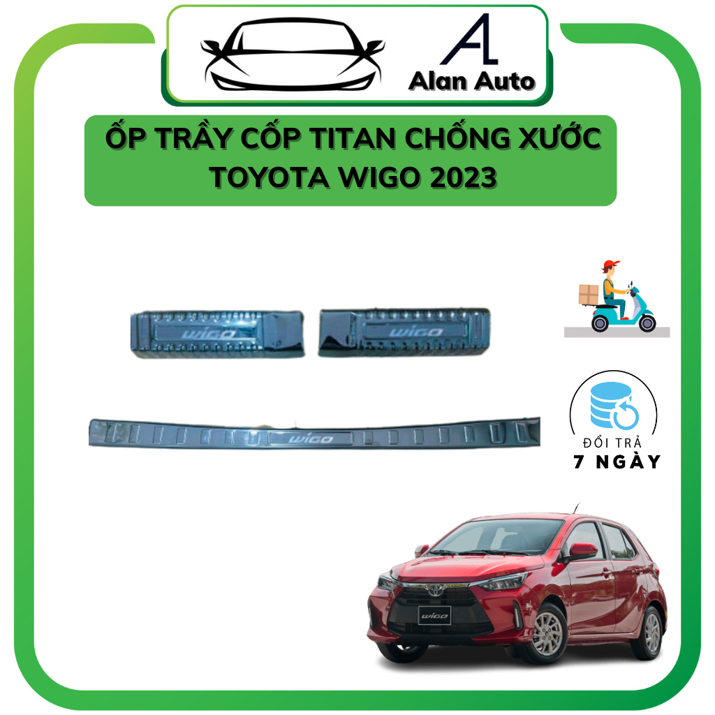 Ốp chống trầy cốp xe Toyota Wigo 2023, Mẫu Titan chống xước cao cấp