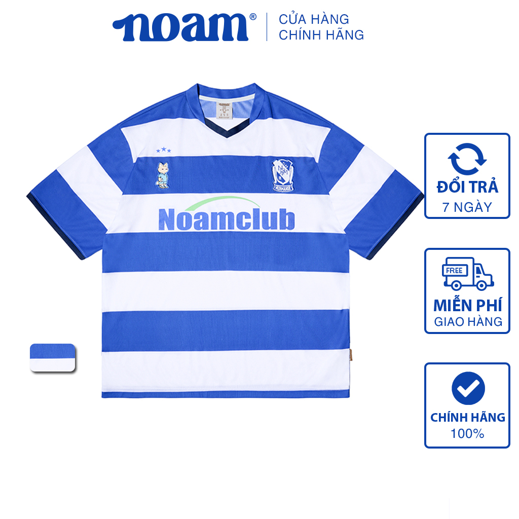 Áo thun thể thao Unisex Form rộng NOAM Soccer Jersey thoáng khí mát mẻ – Kẻ sọc xanh trắng spe