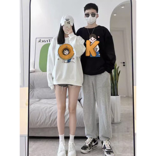 Áo sweater nỉ bông cặp đôi nam nữ mặc cùng người yêu hoodie có mũ unisex fom rộng mùa đông cute Chữ OK L66 [A144]