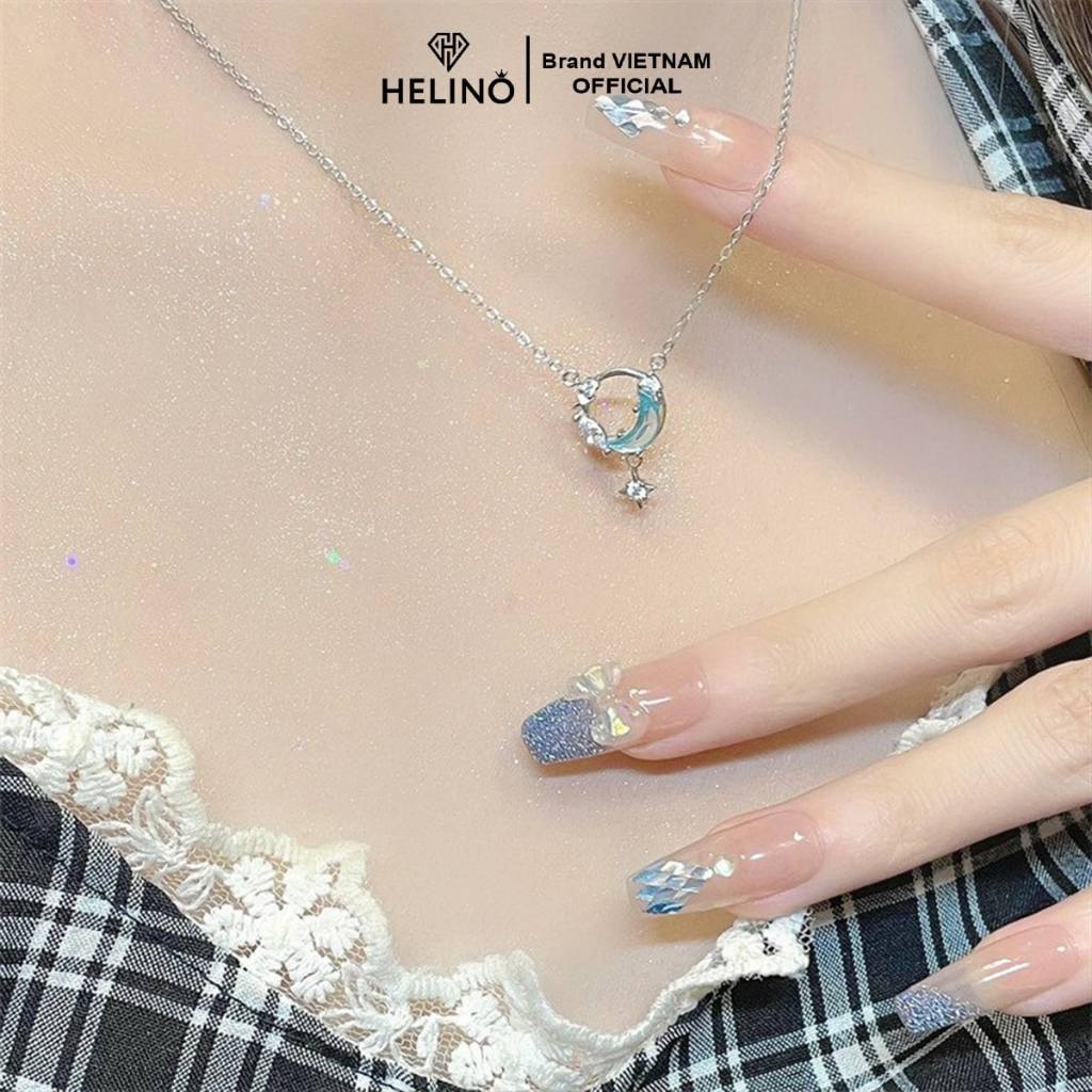Ảnh Dây chuyền bạc nữ HELINO đính đá mặt trăng Moonstone lấp lánh C48 4