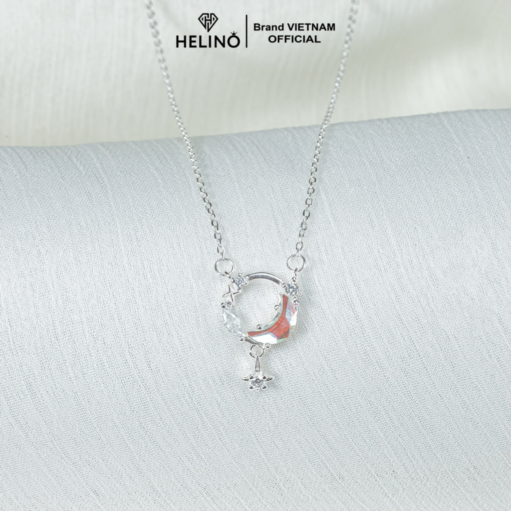 Ảnh Dây chuyền bạc nữ HELINO đính đá mặt trăng Moonstone lấp lánh C48 3