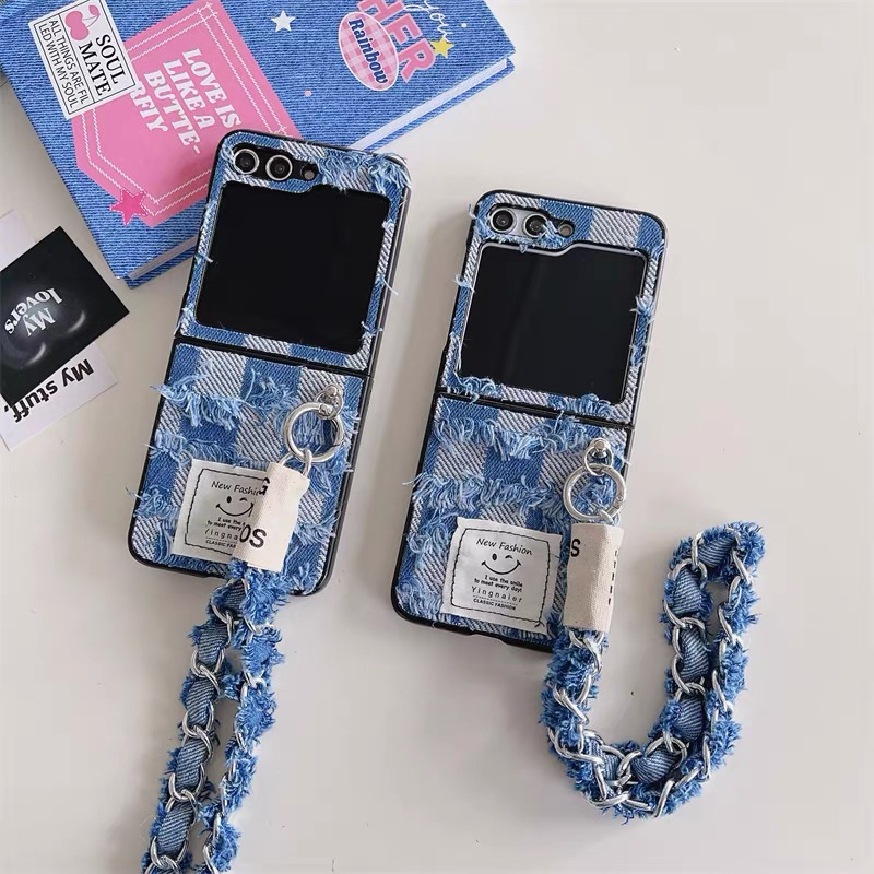 [Ord] Ốp điện thoại denim dây xách cho Samsung Galaxy ZFlip 3/4/5 ...