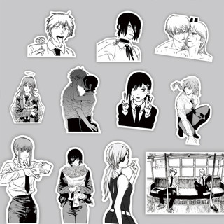 /hàng sẵn/ Set 65 stickers Chainsaw Man | Miếng hình dán trắng đen DIY / không trùng, chống thấm nước anime HD1