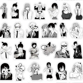 /hàng sẵn/ Set 65 stickers Chainsaw Man | Miếng hình dán trắng đen DIY / không trùng, chống thấm nước anime HD1
