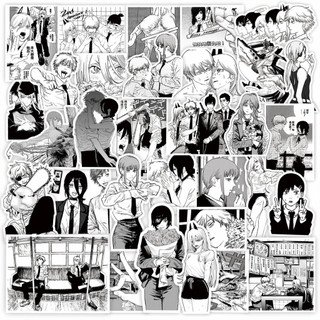 /hàng sẵn/ Set 65 stickers Chainsaw Man | Miếng hình dán trắng đen DIY / không trùng, chống thấm nước anime HD1