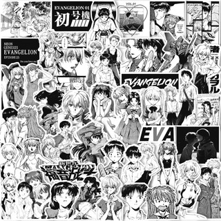 SẴN Set 70-75 stickers Shin Seiki Evangelion | Miếng hình dán trắng đen DIY chống thấm nước biểu tượng cảm xúc HD1