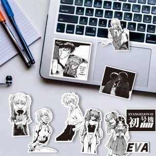 SẴN Set 70-75 stickers Shin Seiki Evangelion | Miếng hình dán trắng đen DIY chống thấm nước biểu tượng cảm xúc HD1