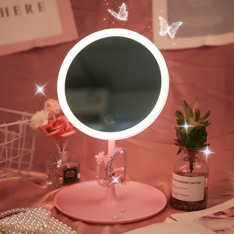 GƯƠNG SOI TRANG ĐIỂM MINI ĐỂ BÀN GẮN ĐÈN LED 3 MỨC ĐỘ CHIẾU SÁNG XUNG QUANH THIẾT KẾ THẨM MỸ CAO ƯU ĐÃI SỐC