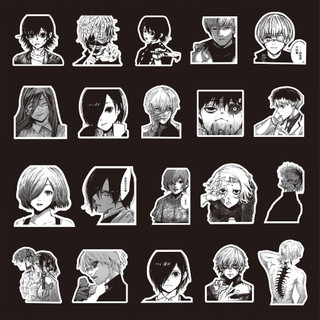 [hàng sẵn] Set 70 stickers Tokyo Ghoul | Miếng hình dán trắng đen DIY / không trùng, chống thấm nước biểu tượng cảm HD1