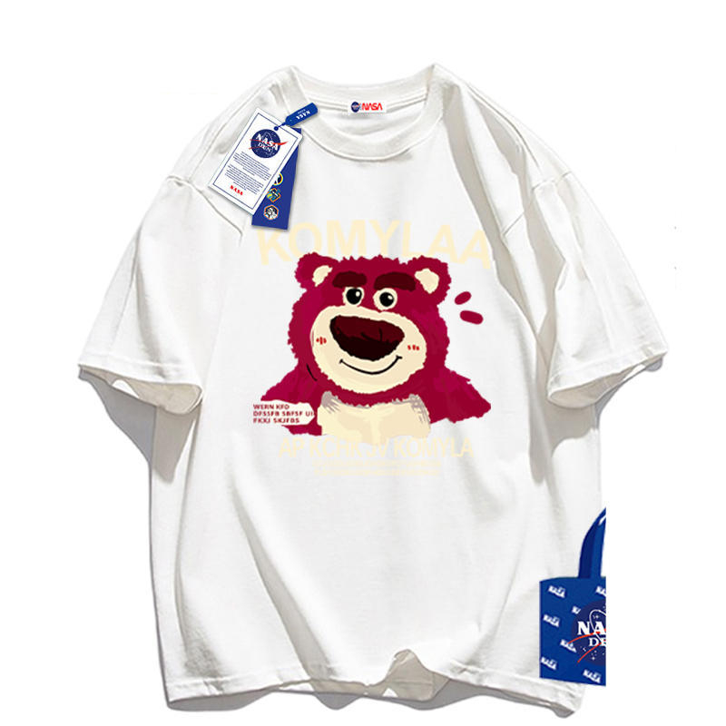 Áo thun HappyFamily - Mẫu  tay lở họa tiết gấu Lotso KOMYLALA  Chất Cotton 100 Cao Cấp