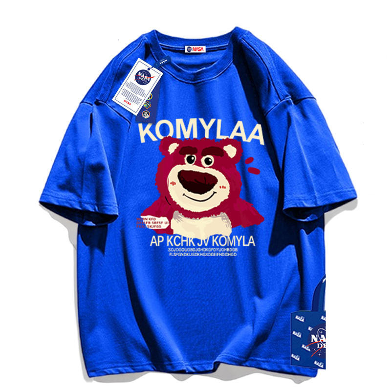 Áo thun HappyFamily - Mẫu  tay lở họa tiết gấu Lotso KOMYLALA  Chất Cotton 100 Cao Cấp