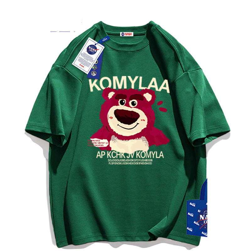 Áo thun HappyFamily - Mẫu  tay lở họa tiết gấu Lotso KOMYLALA  Chất Cotton 100 Cao Cấp