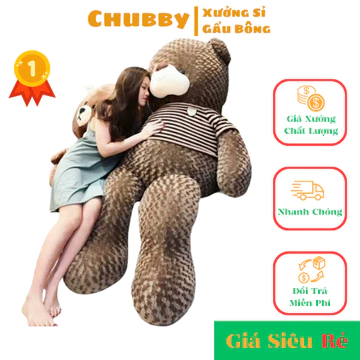 Gấu Bông Teddy To 180 Cm ❤️𝑯𝒂̀𝒏𝒈 𝑪𝒂𝒐 𝑪𝒂̂́𝒑❤️ Gấu Bông To Gấu Bông Hình Thú Siêu To Khổng Lồ Vừa Ôm Thoải Chubby Gấu Bông