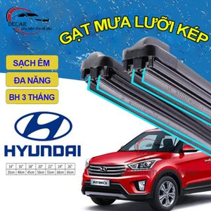 Gạt mưa 2 lưỡi ô tô Hyundai Grand I10, Getz,Accent,Azera,Elantra,Santa Fe,Sonata cần gạt silicon lưỡi kép cao cấp