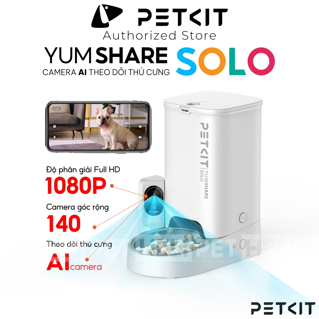 Ảnh Máy Cho Ăn Tự Động Có Camera, Máy Nhả Hạt Cho Chó Mèo PETKIT Yumshare SOLO - Máy cho ăn thông minh PETKIT Solo 1