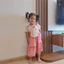 Váy 2 Dây Nơ To Màu Hồng Cam Đầm Xòe Qua Gối Cho Bé 4-5 Tuổi 17-20kg