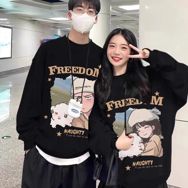 Áo sweater chất nỉ bông Local brand L66 cặp đôi mặc cùng người yêu mùa đông  ấm áp cổ tròn fom rộng Freedom SW151 | Shopee Việt Nam