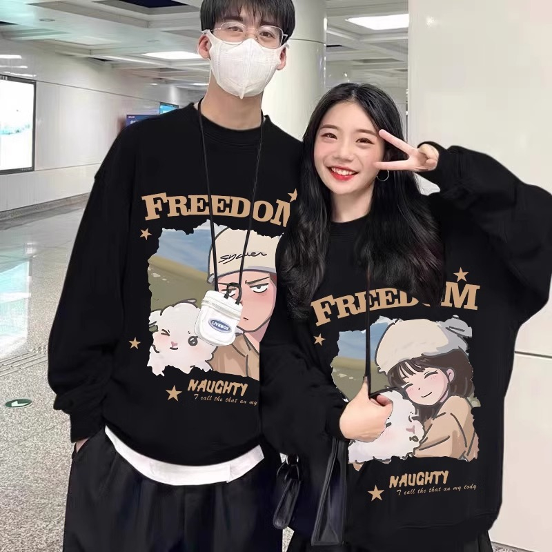 Áo sweater chất nỉ bông Local brand L66 cặp đôi mặc cùng người yêu mùa đông ấm áp cổ tròn fom rộng Freedom SW151 | Shopee Việt Nam