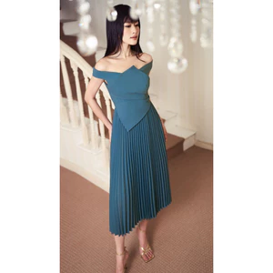 Vella Fashion - Đầm midi tà dập ly dự tiệc sang trọng VD23104