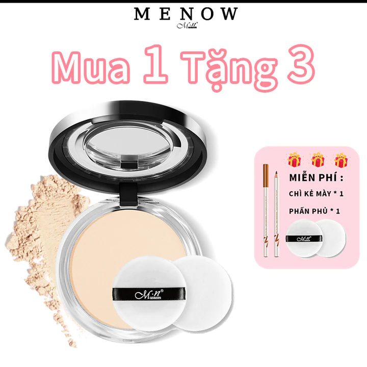 MENOW phấn phủ lâu trôi kháng nước kiềm dầu cấu mỏng nhẹ che phủ 8.5g Miễn phí:chì kẻ mày,phấn phủ