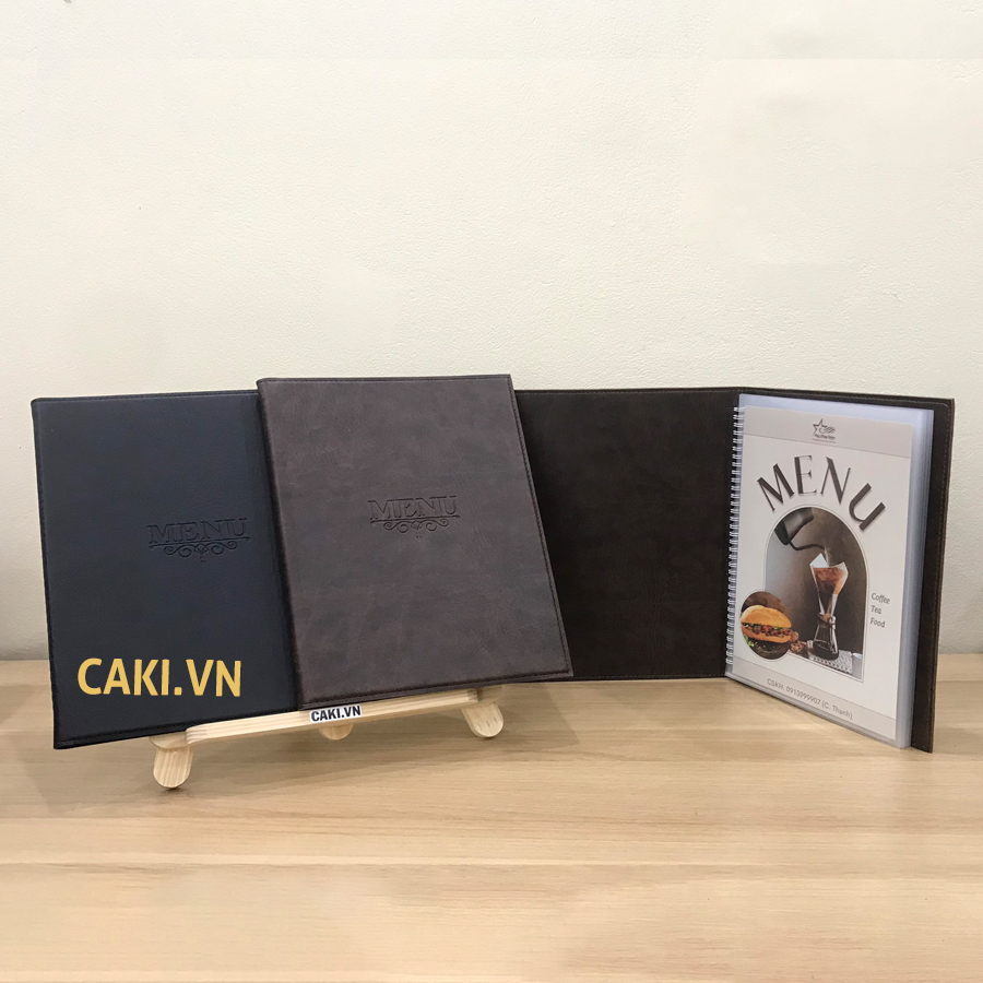 Sổ Menu bìa da lõi lá, menu da lõi lá cao cấp, sổ menu nhiều kích thước ...