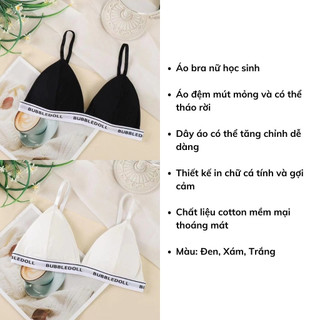 Áo bra nữ học sinh 2 dây không gọng đệm mút mỏng ôm ngực in chữ dễ thương DEVARI B3009